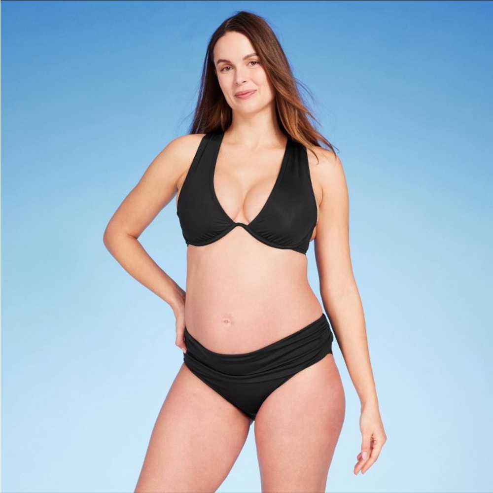 Maternity fold over swim bottoms- black XL